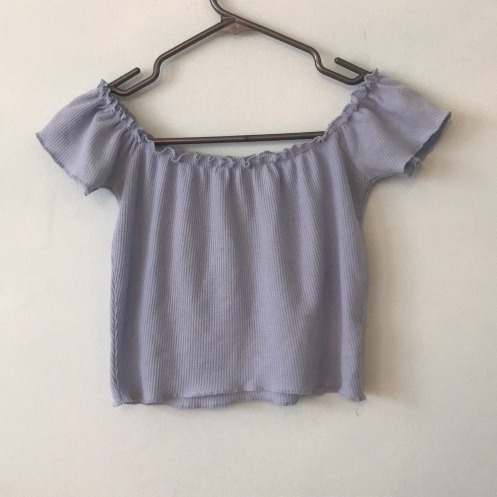 Baby blue off the shoulder tee
